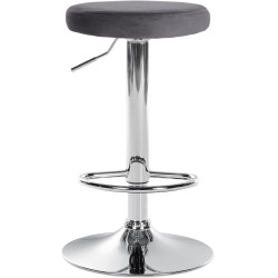 Tabouret de bar en velours Ponte, chromé gris foncé