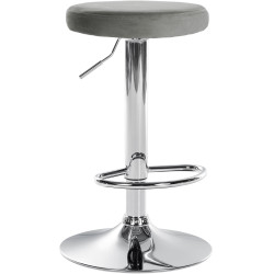Tabouret de bar en velours Ponte, chromé gris