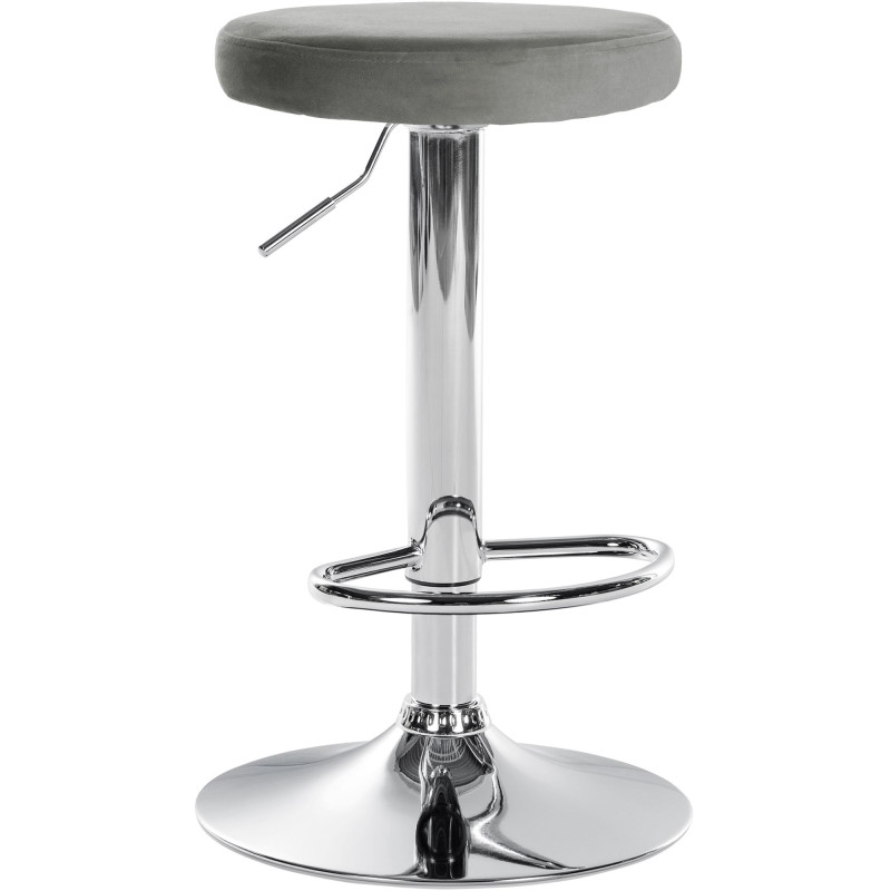 Tabouret de bar en velours Ponte, chromé gris