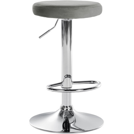 Tabouret de bar en velours Ponte, chromé gris