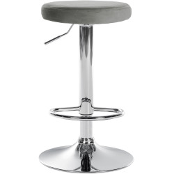 Tabouret de bar en velours Ponte, chromé gris