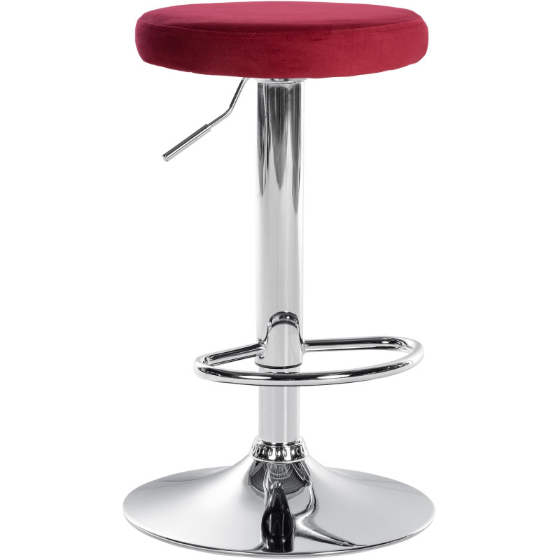 Tabouret de bar en velours Ponte, chromé rouge