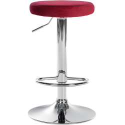 Tabouret de bar en velours Ponte, rouge chromé