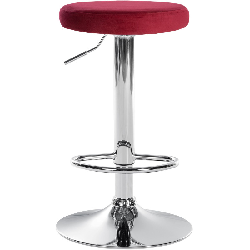 Tabouret de bar en velours Ponte, rouge chromé