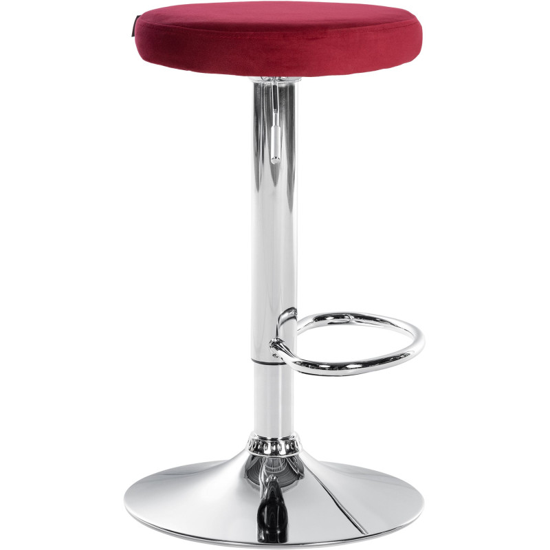 Tabouret de bar en velours Ponte, rouge chromé