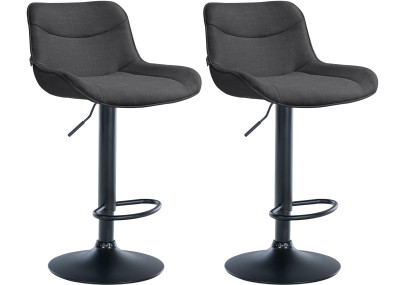 Lot de 2 tabourets de bar Vonore, tissu, noir/gris foncé