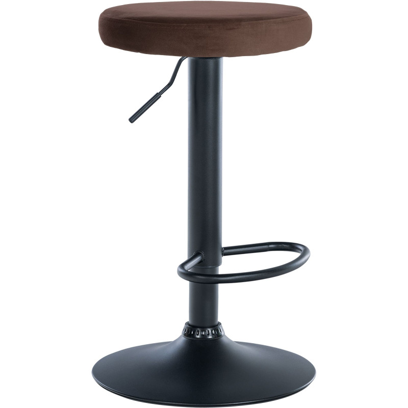 Tabouret de bar en velours Ponte, noir brun