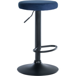 Tabouret de bar en velours Ponte, noir bleu
