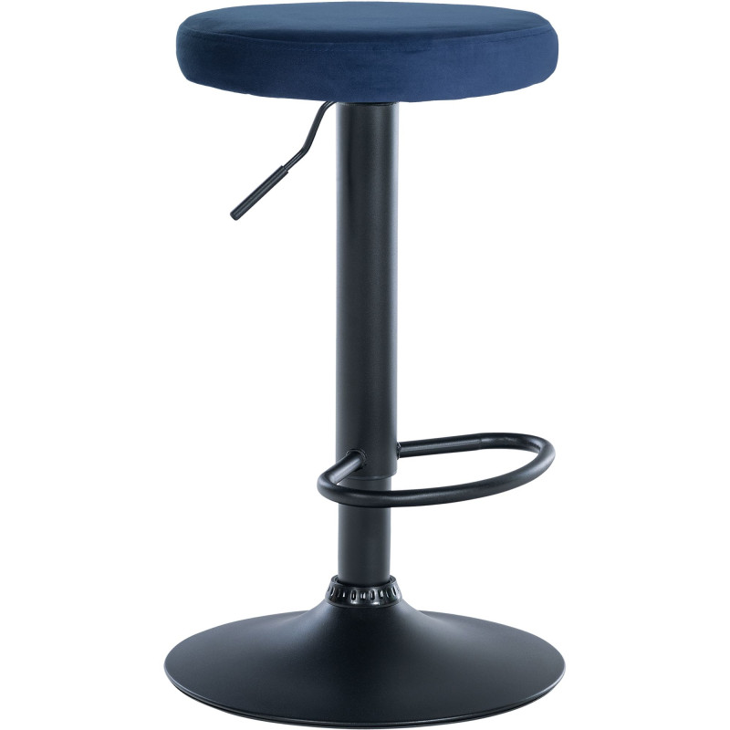 Tabouret de bar en velours Ponte, noir bleu