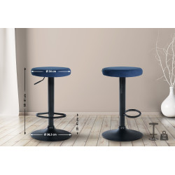 Tabouret de bar en velours Ponte, noir bleu