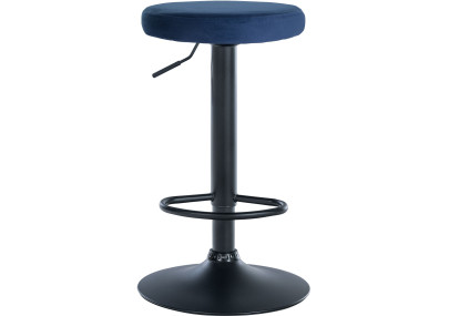 Tabouret de bar en velours Ponte, noir et bleu