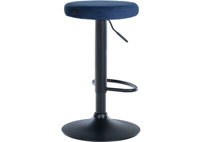 Tabouret de bar en velours Ponte, noir et bleu