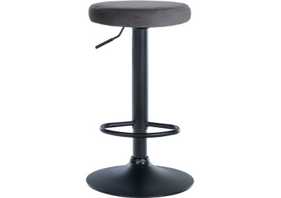 Tabouret de bar Ponte, velours, noir/gris foncé