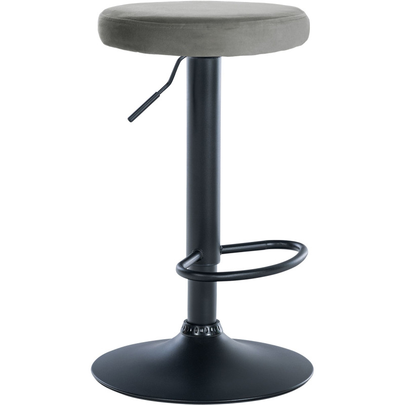 Tabouret de bar en velours Ponte, noir gris