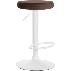 Tabouret de bar en velours Ponte, blanc brun