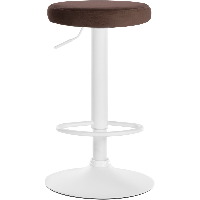 Tabouret de bar en velours Ponte, blanc brun