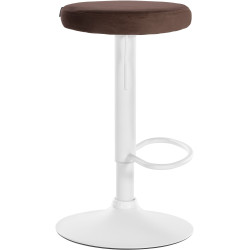 Tabouret de bar en velours Ponte, blanc brun