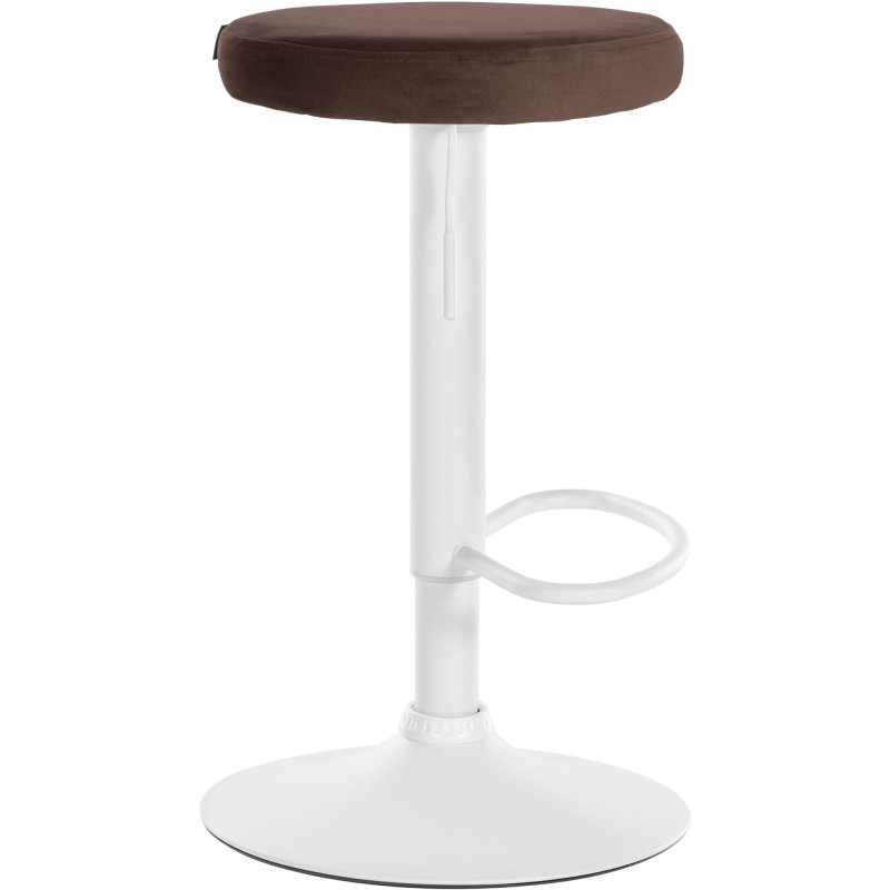 Tabouret de bar en velours Ponte, blanc brun