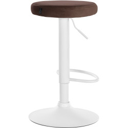 Tabouret de bar en velours Ponte, blanc brun