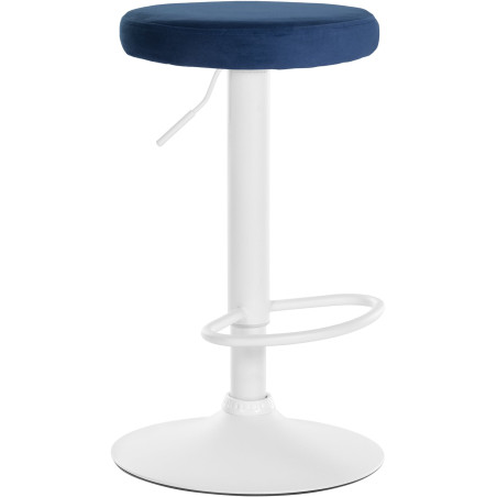 Tabouret de bar en velours Ponte, blanc/bleu