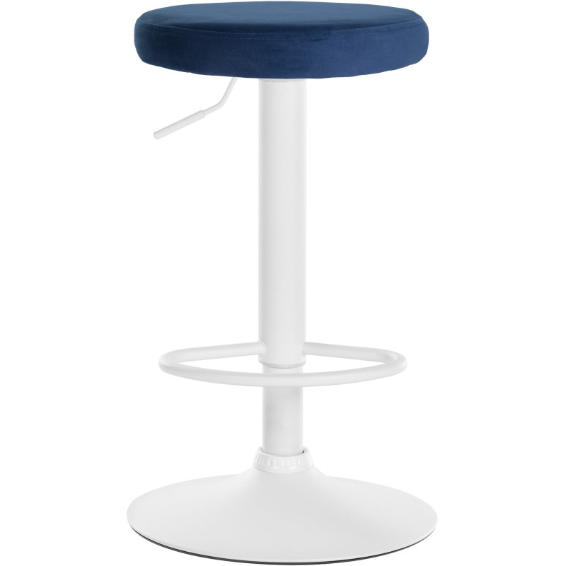 Tabouret de bar en velours Ponte, blanc/bleu