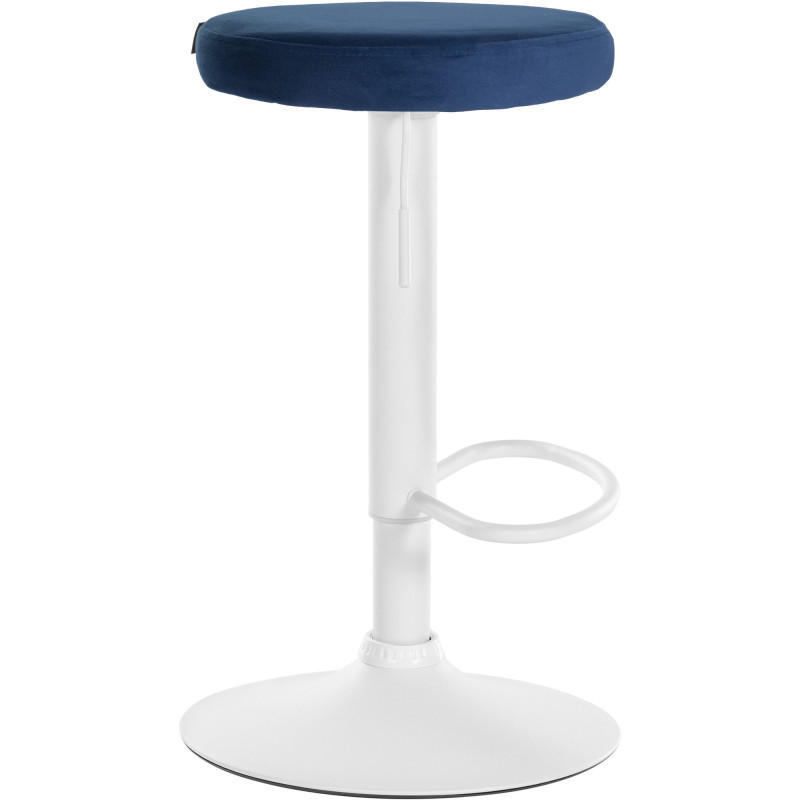 Tabouret de bar en velours Ponte, blanc bleu