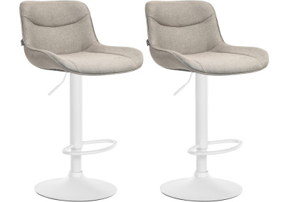 Ensemble de 2 tabourets de bar Vonore, tissu blanc/taupe
