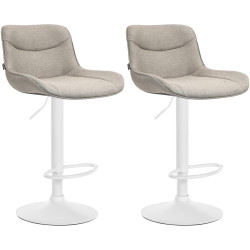 Ensemble de 2 tabourets de bar Vonore, tissu blanc/taupe