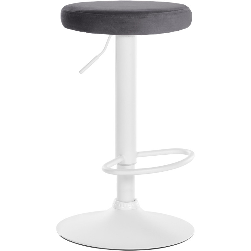 Tabouret de bar Ponte, velours, blanc/gris foncé