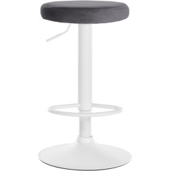 Tabouret de bar Ponte, velours, blanc/gris foncé