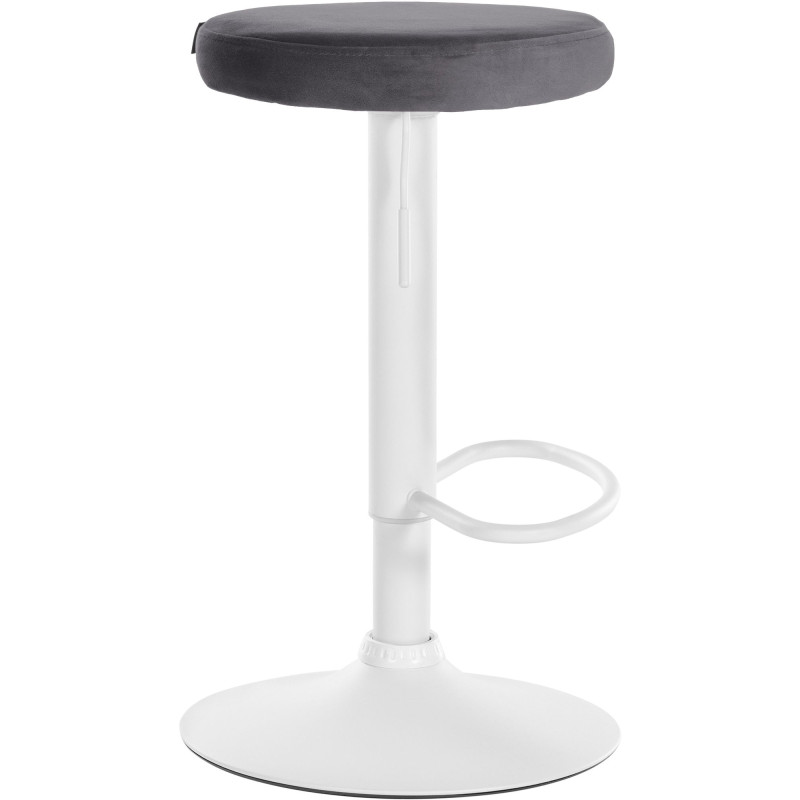 Tabouret de bar Ponte, velours, blanc/gris foncé