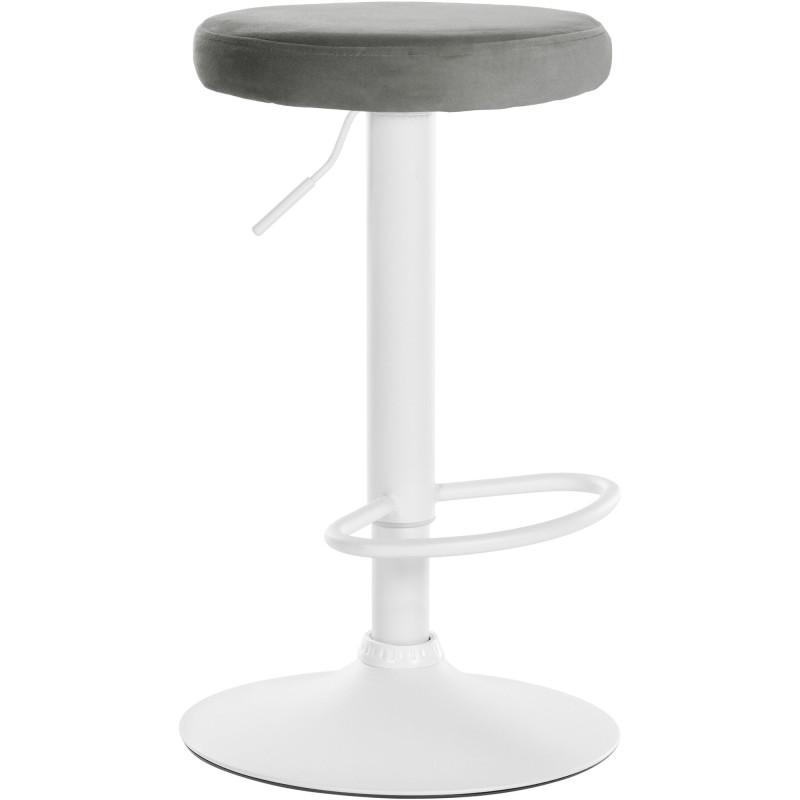 Tabouret de bar en velours Ponte, blanc/gris