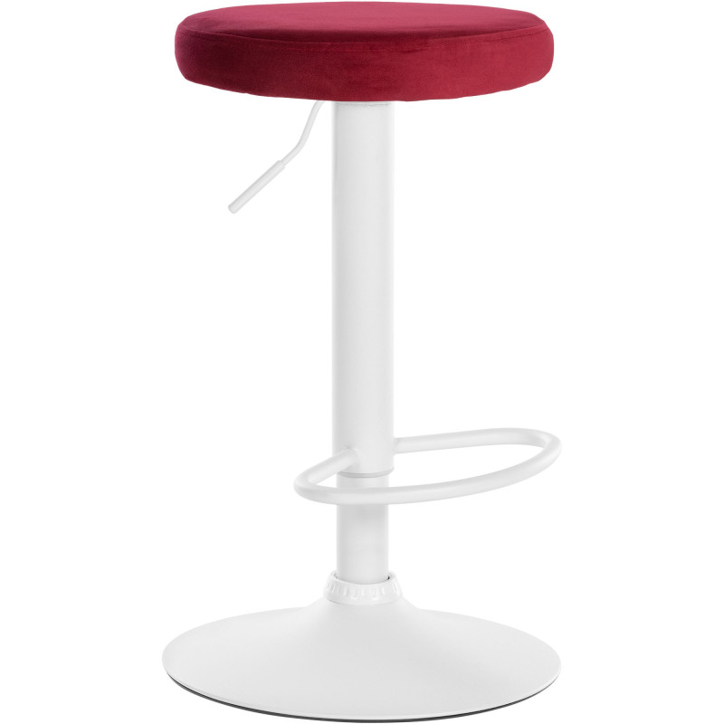 Tabouret de bar en velours Ponte, blanc rouge