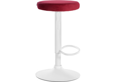 Sgabello da bar in velluto Ponte, bianco/rosso
