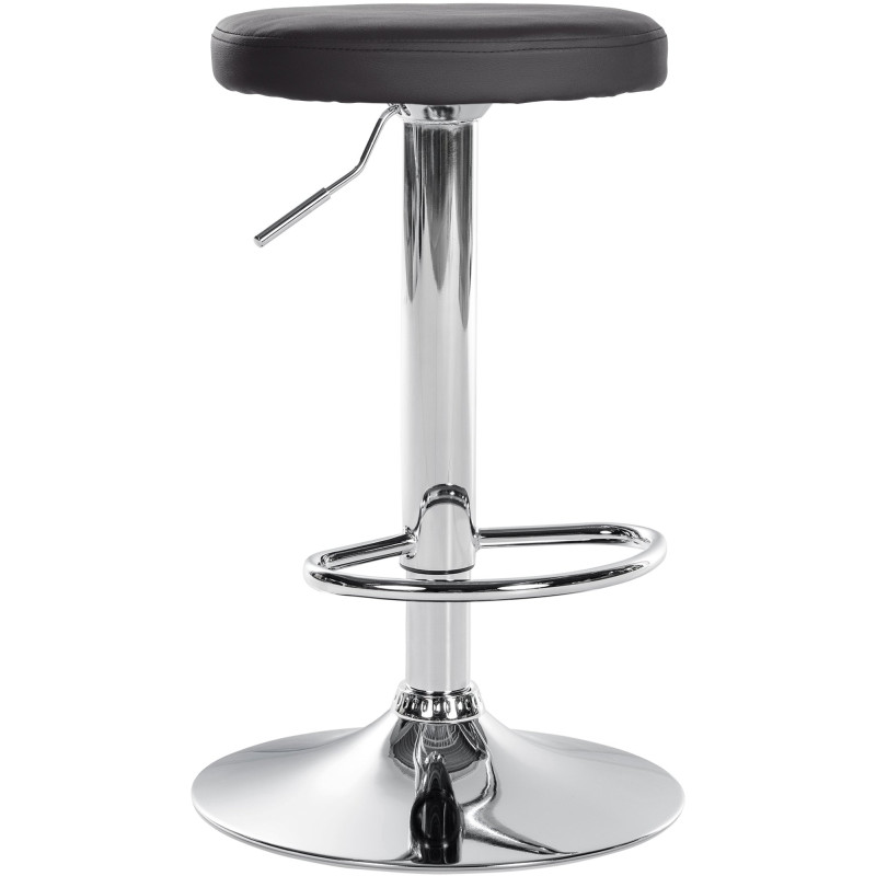 Tabouret de bar Ponte, similicuir, chrome, noir