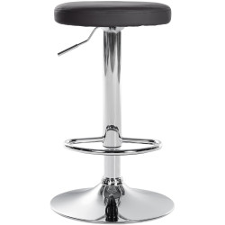 Tabouret de bar Ponte, similicuir, chrome, noir