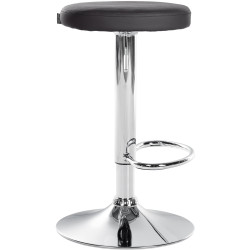 Tabouret de bar Ponte, similicuir, chrome, noir