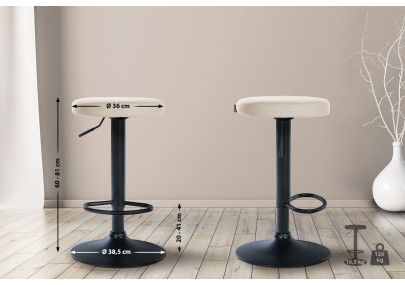 Tabouret de bar Ponte, similicuir, noir et crème