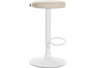 Taburete de bar Ponte, piel sintética, blanco/crema