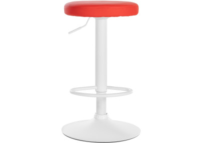 Taburete de bar Ponte, piel sintética, blanco/rojo