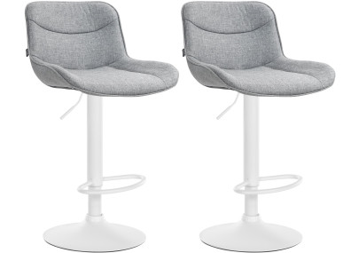 Ensemble de 2 tabourets de bar Vonore, tissu, blanc/gris