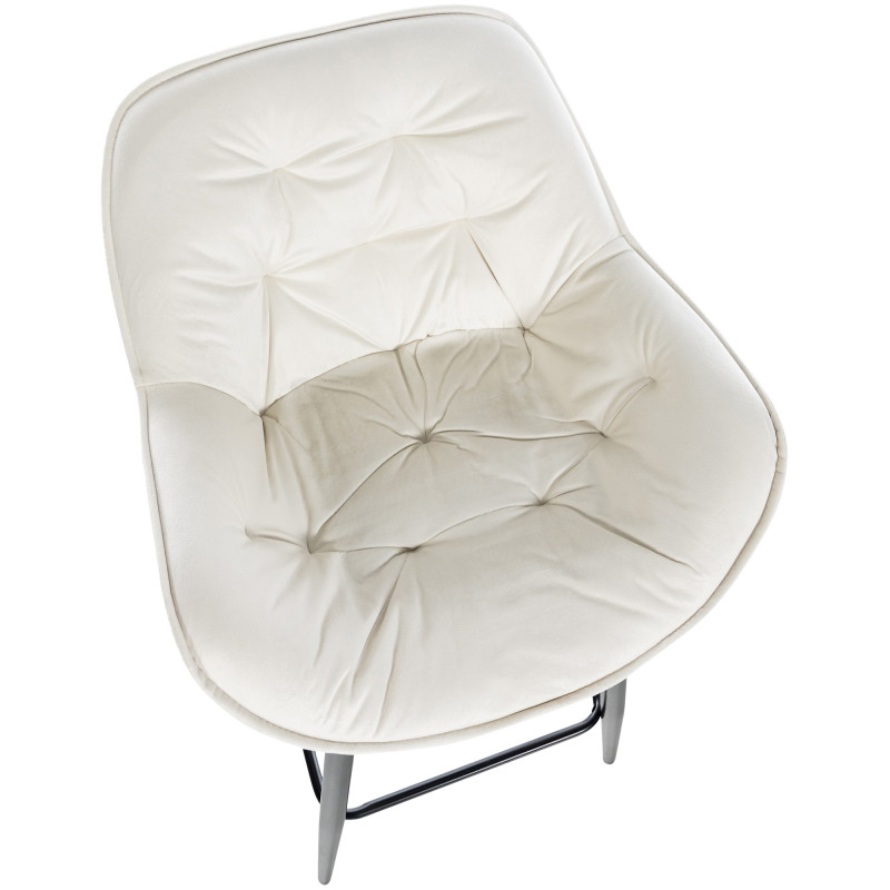 Sgabello da bar Gibson 76 in velluto, crema