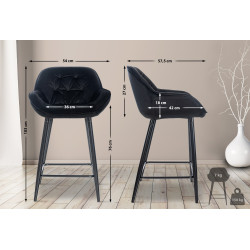 Taburete de bar Gibson 76 de terciopelo, negro