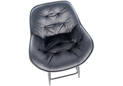 Sgabello da bar Gibson 76, velluto, grigio scuro