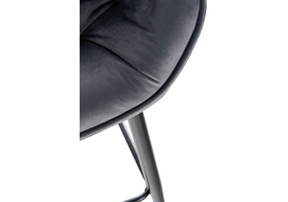 Taburete de bar Gibson 76, terciopelo, gris oscuro