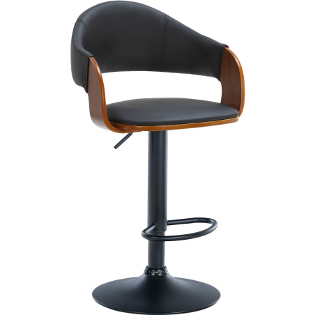Taburete de bar Nilse, piel sintética, nogal negro/negro