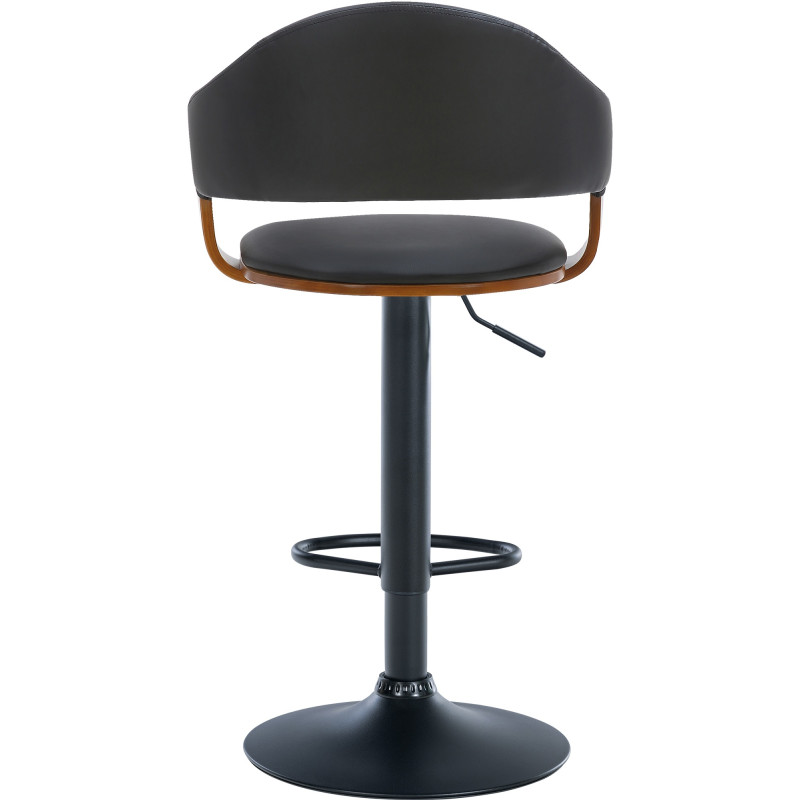 Taburete de bar Nilse, piel sintética, nogal negro/negro