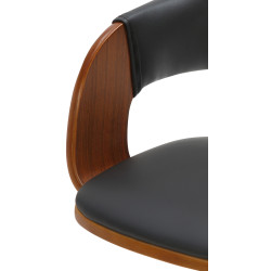 Taburete de bar Nilse, piel sintética, nogal negro/negro