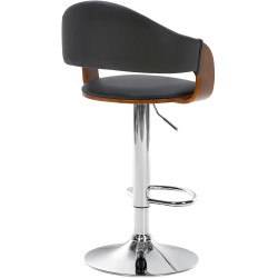 Taburete de bar Nilse, piel sintética, cromo, nogal/negro