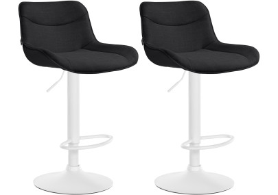 Lot de 2 tabourets de bar Vonore, tissu, blanc/noir